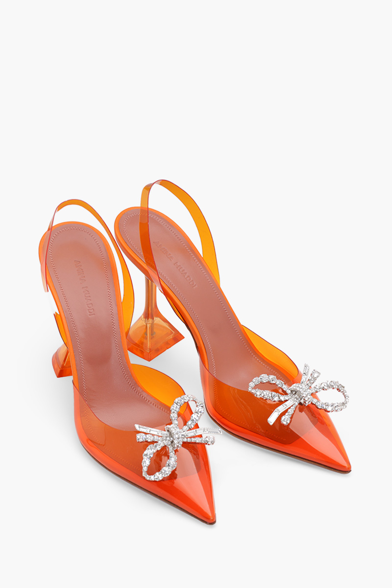 AMINA MUADDI Women Rosie Glass PVC Slingback Pumps 95mm in Orange 1