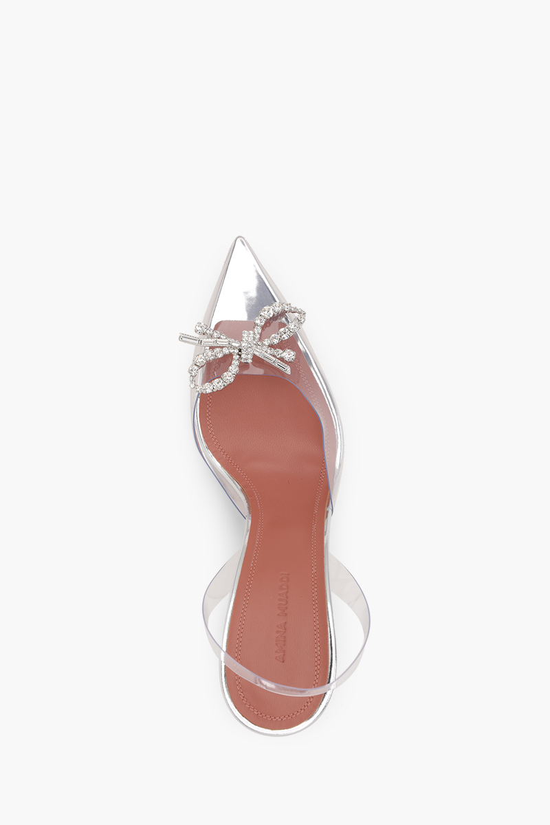 AMINA MUADDI Women Rosie Glass PVC Slingback Pumps 95mm in Transparent 3