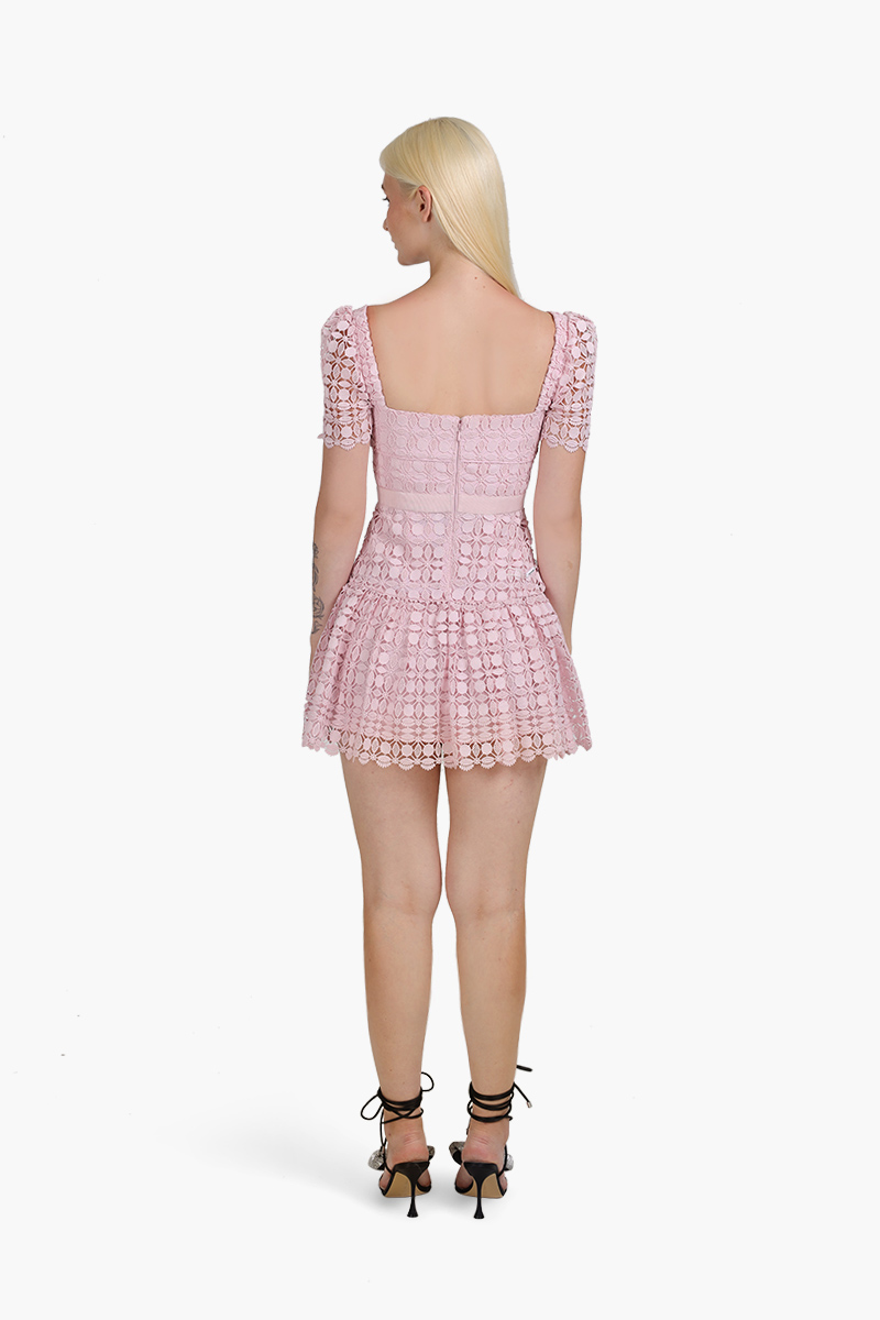 SELF-PORTRAIT Women Petal Lace Mini Dress in Pink 1