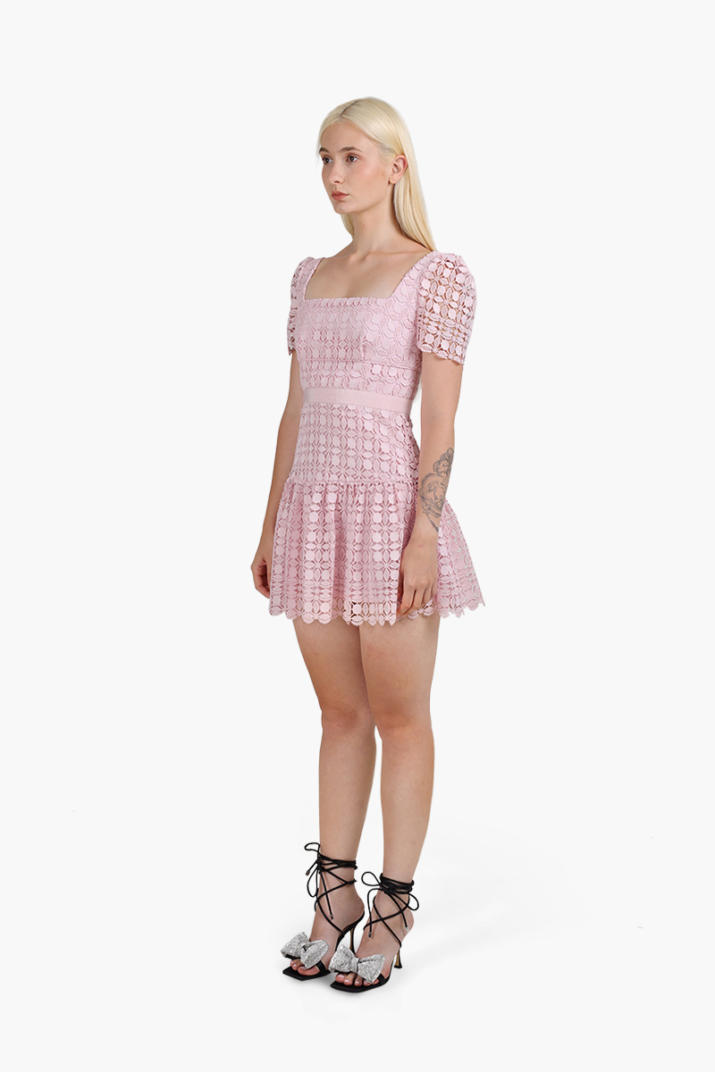 SELF-PORTRAIT Women Petal Lace Mini Dress in Pink 2