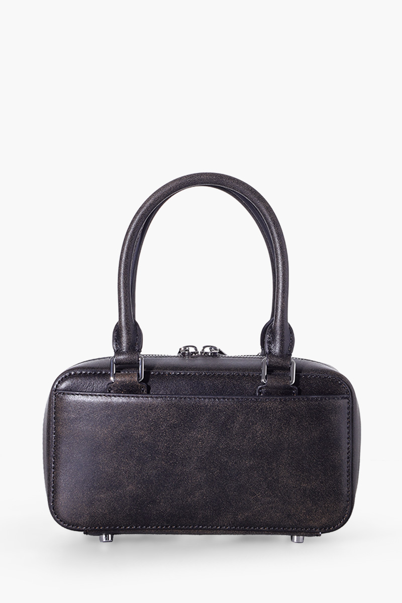 SELF-PORTRAIT Mini Diamanté Bows Tote Bag in Black Metallic Bovine Leather 1