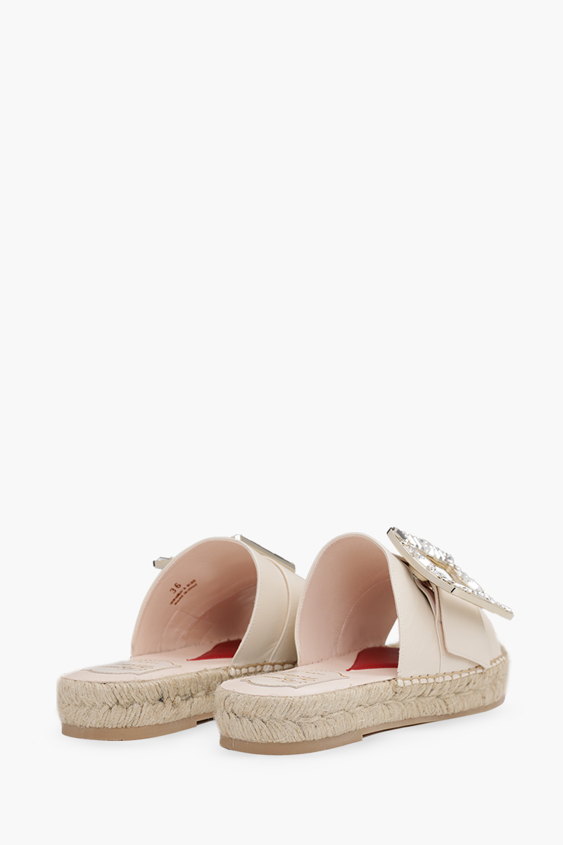 ROGER VIVIER Women Strass Buckle Espadrille Sandals in Off White 2