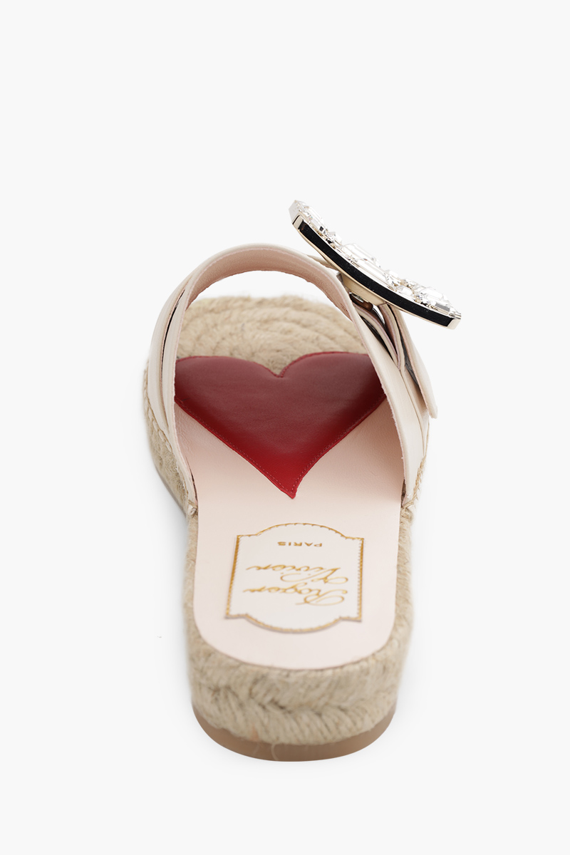 ROGER VIVIER Women Strass Buckle Espadrille Sandals in Off White 4