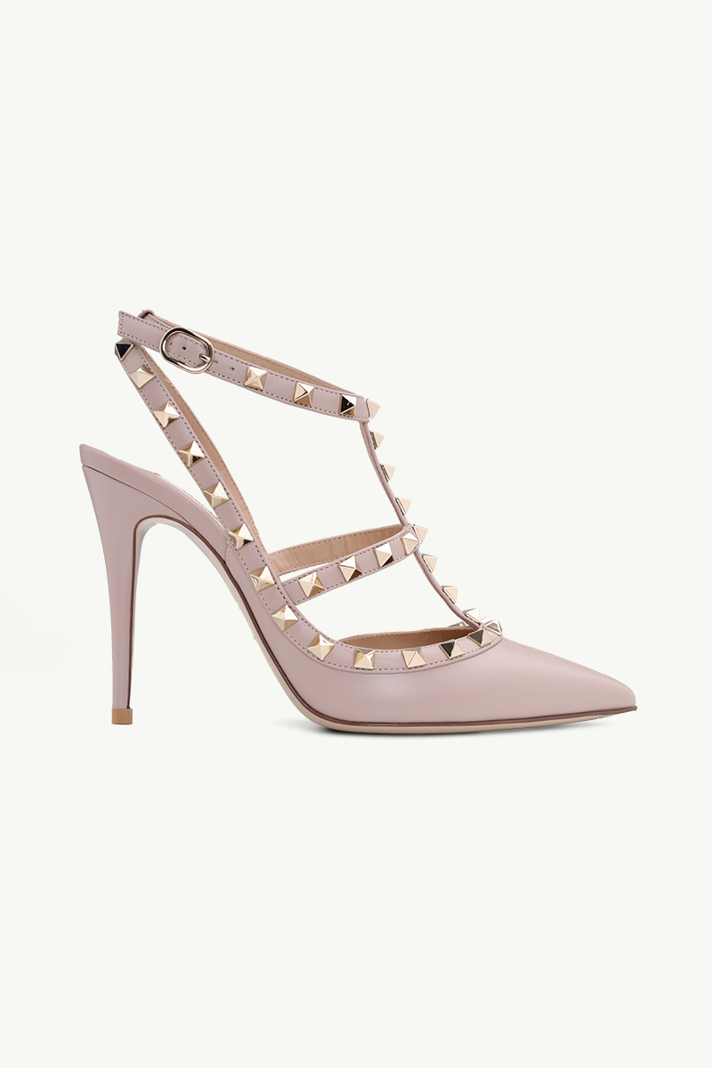 VALENTINO Rockstud Heels 10cm in Nude Poudre Calf 0