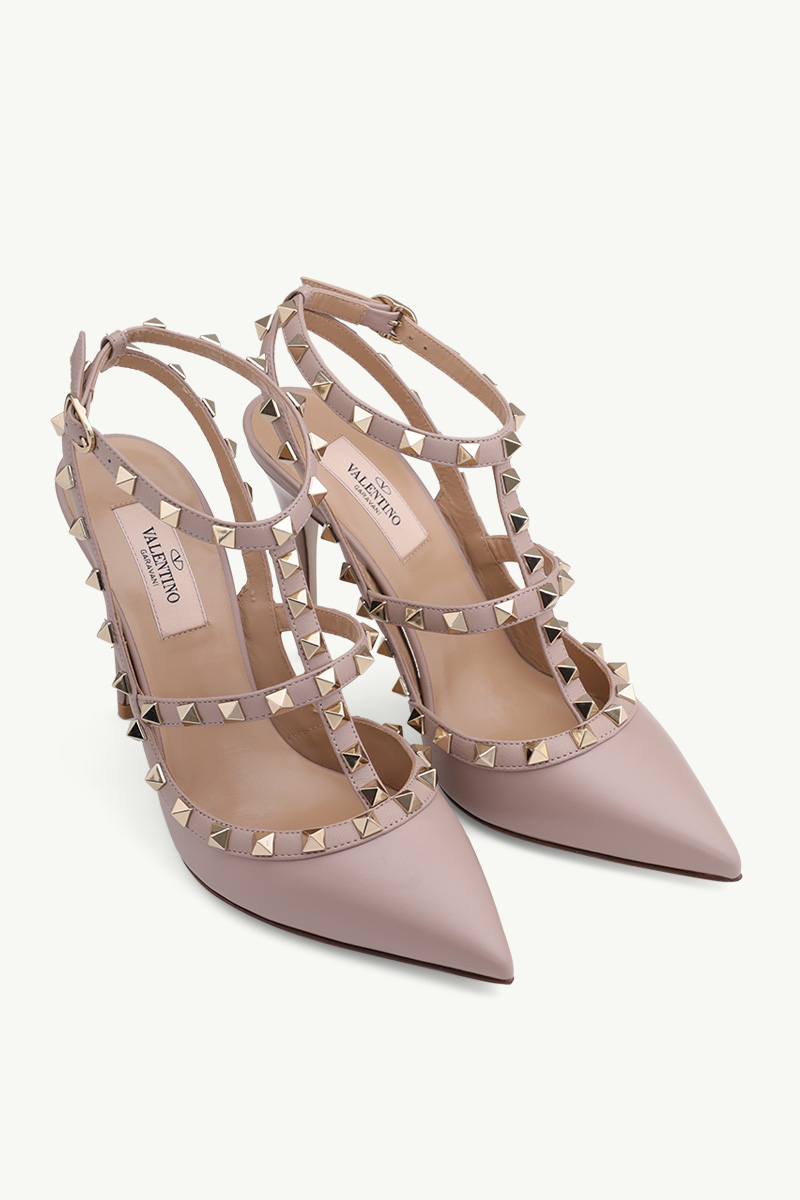 VALENTINO Rockstud Heels 10cm in Nude Poudre Calf 1