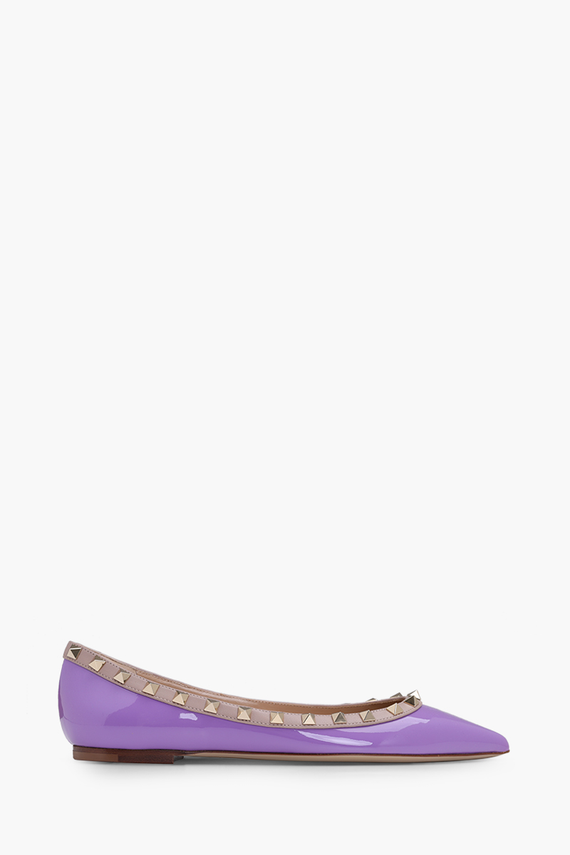 VALENTINO Rockstud Ballerina in Wisteria Patent 0