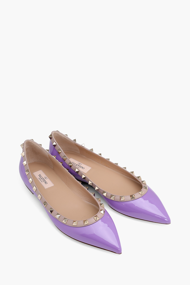 VALENTINO Rockstud Ballerina in Wisteria Patent 1