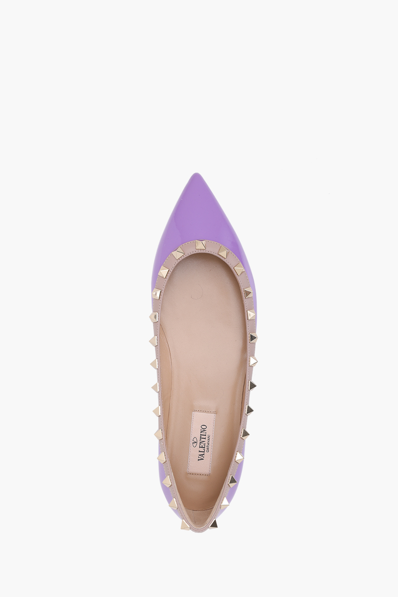 VALENTINO Rockstud Ballerina in Wisteria Patent 3