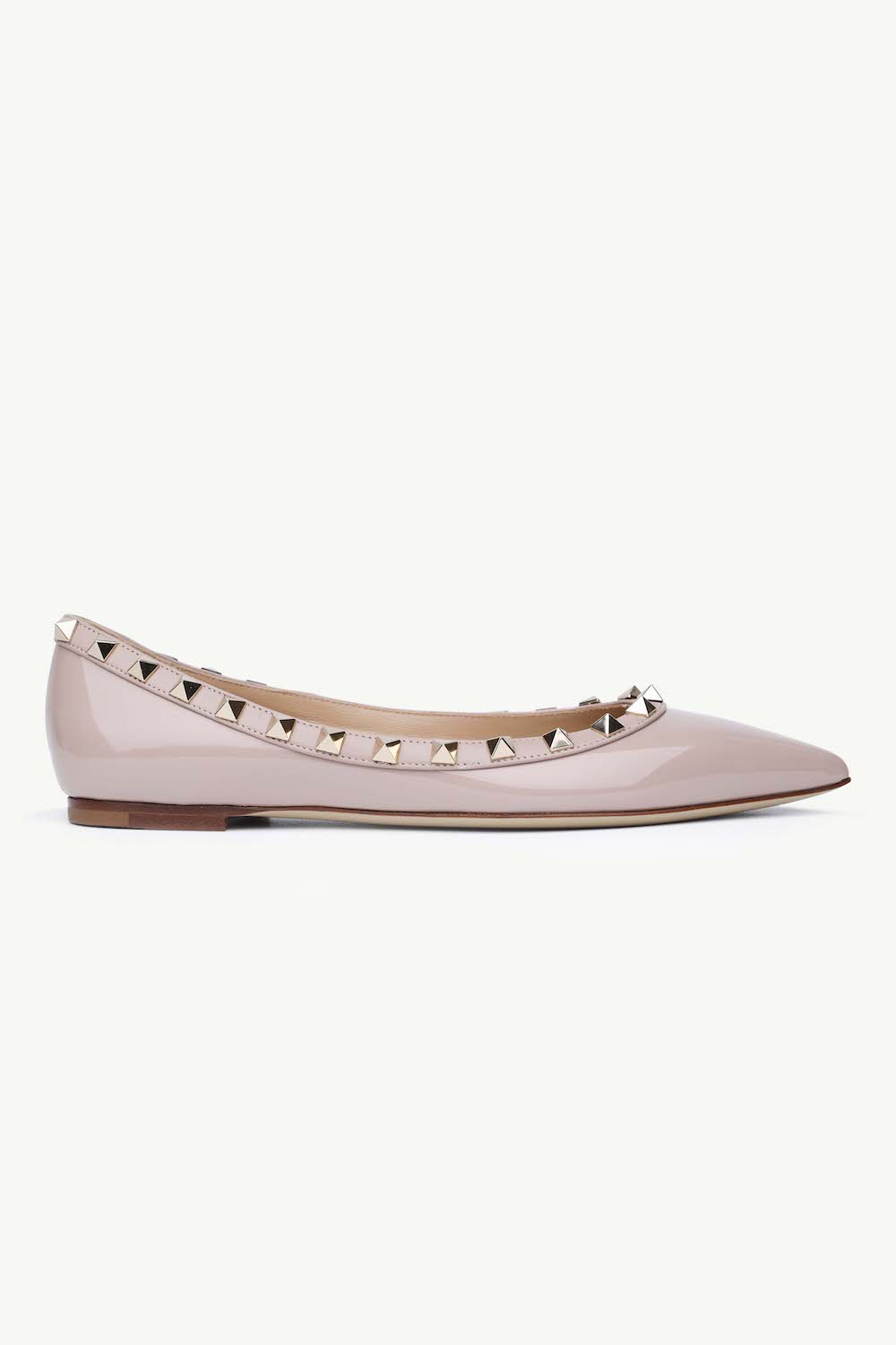 VALENTINO Rockstud Ballerina in Nude Poudre Patent 0