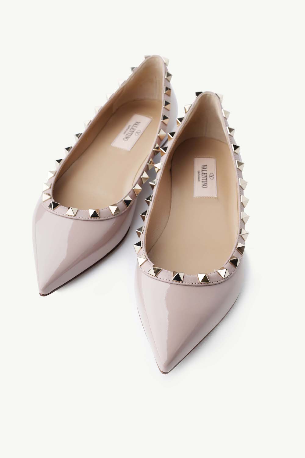 VALENTINO Rockstud Ballerina in Nude Poudre Patent 1