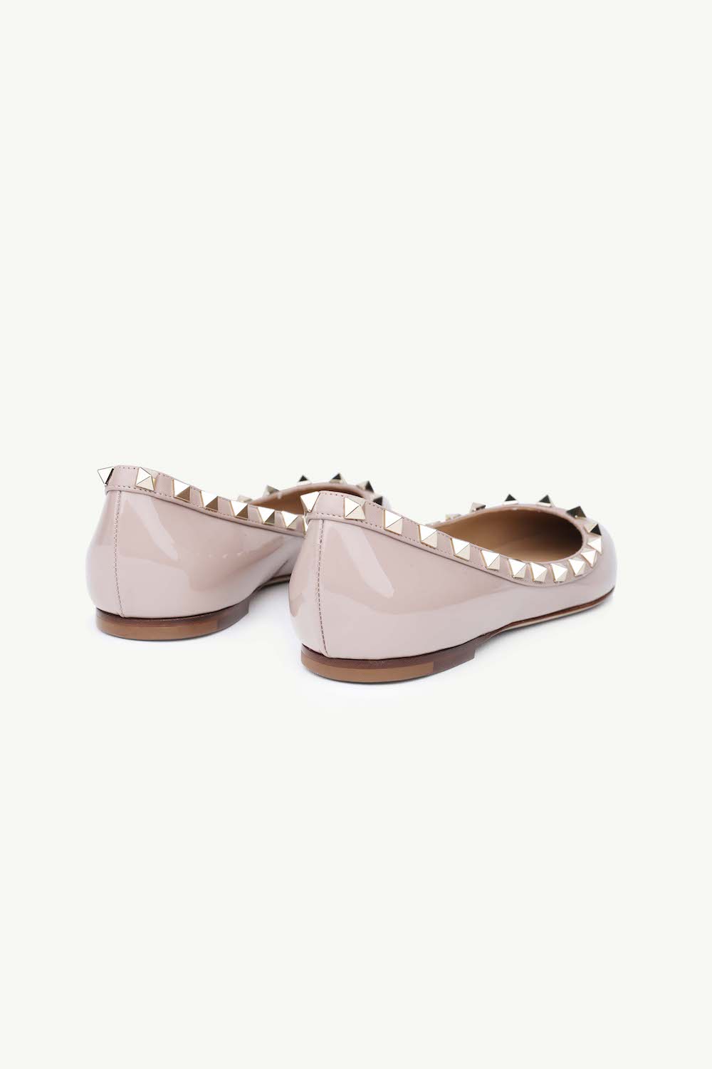 VALENTINO Rockstud Ballerina in Nude Poudre Patent 2