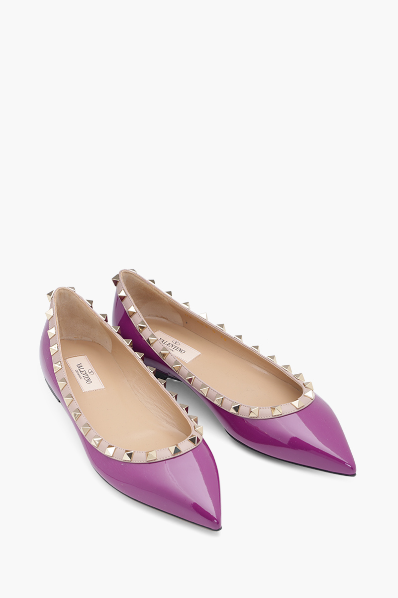 VALENTINO Rockstud Ballerina in Prune Patent 1