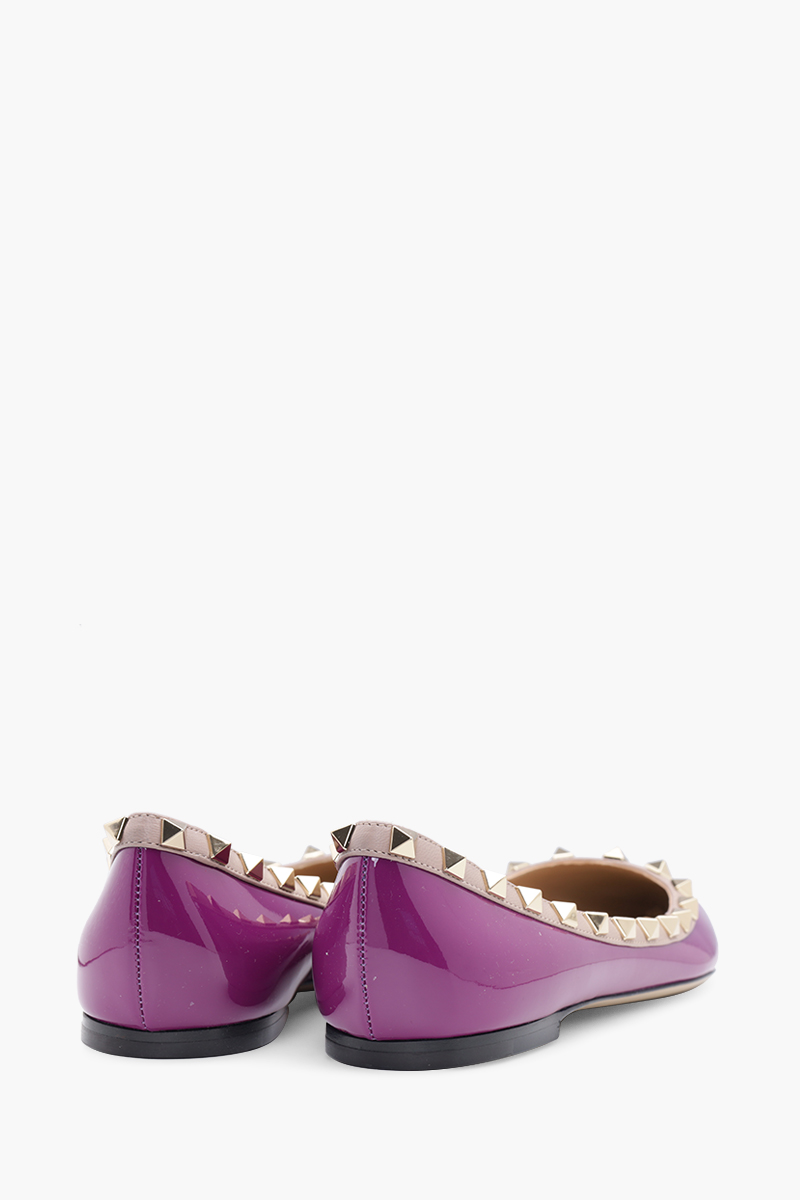 VALENTINO Rockstud Ballerina in Prune Patent 2