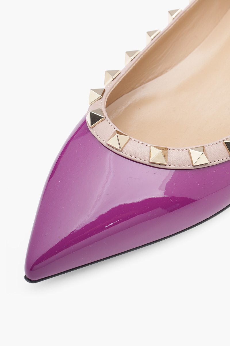 VALENTINO Rockstud Ballerina in Prune Patent 4