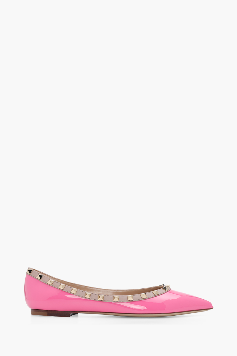 VALENTINO Rockstud Ballerina in Feminine Pink Patent 0