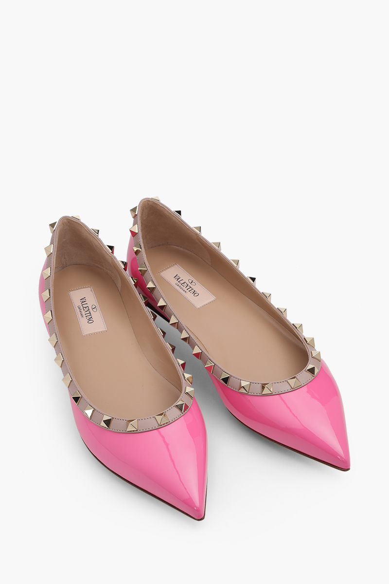 VALENTINO Rockstud Ballerina in Feminine Pink Patent 1