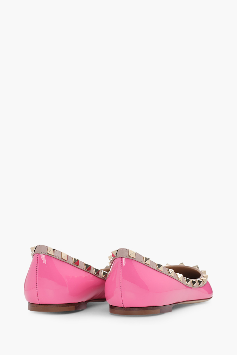 VALENTINO Rockstud Ballerina in Feminine Pink Patent 2