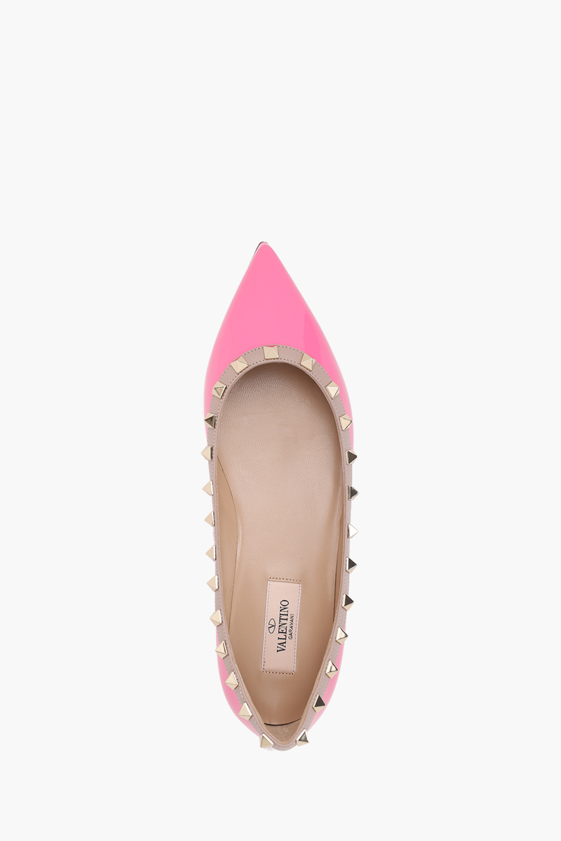 VALENTINO Rockstud Ballerina in Feminine Pink Patent 3