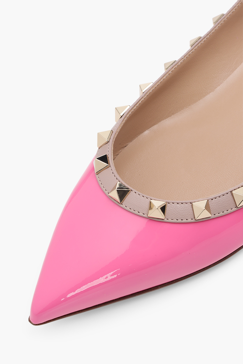 VALENTINO Rockstud Ballerina in Feminine Pink Patent 4