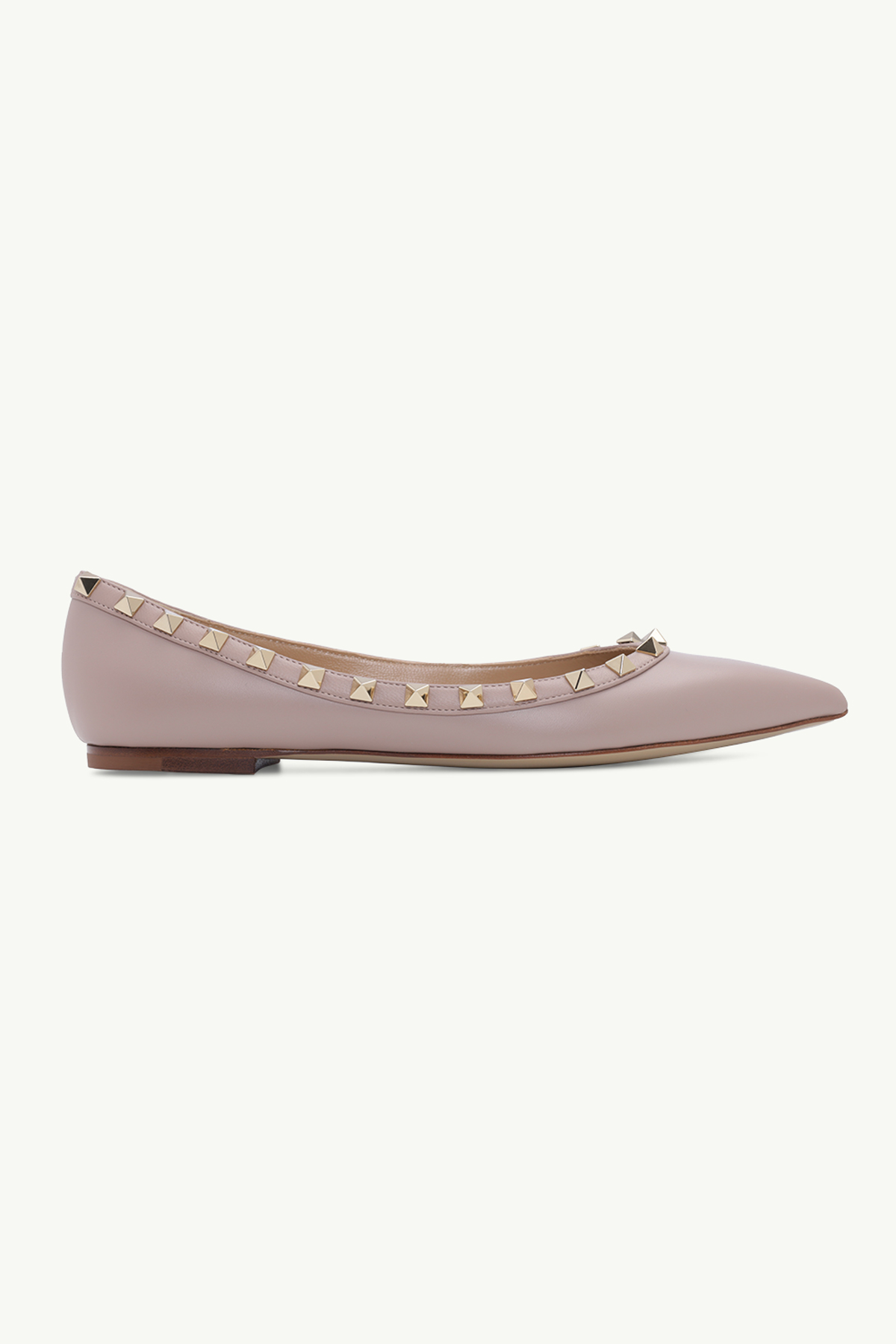 VALENTINO Rockstud Ballerina in Nude Poudre Calf with Nude Lining 0