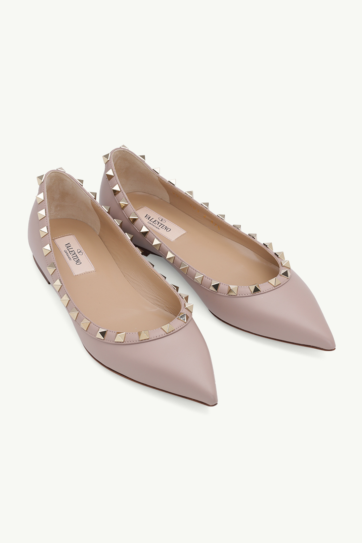 VALENTINO Rockstud Ballerina in Nude Poudre Calf with Nude Lining 1