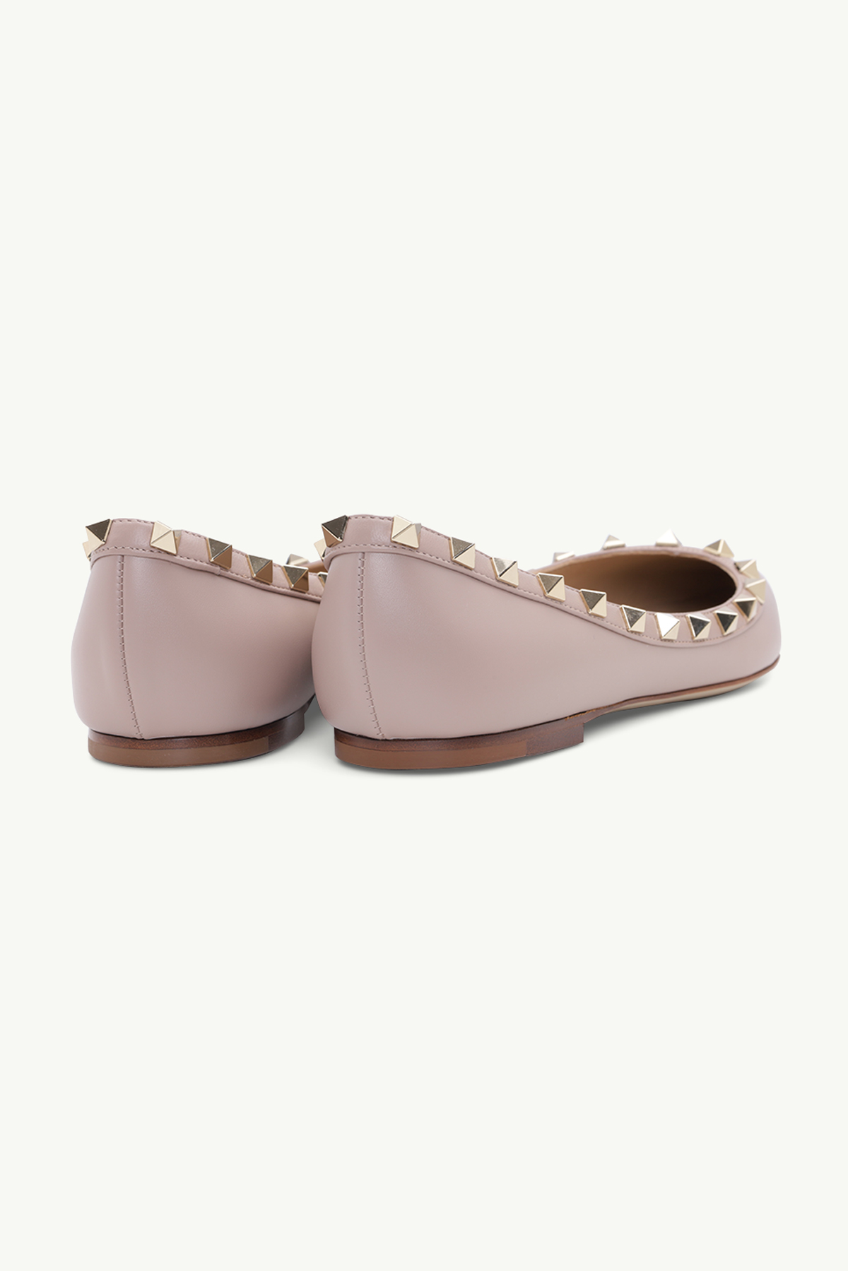 VALENTINO Rockstud Ballerina in Nude Poudre Calf with Nude Lining 2