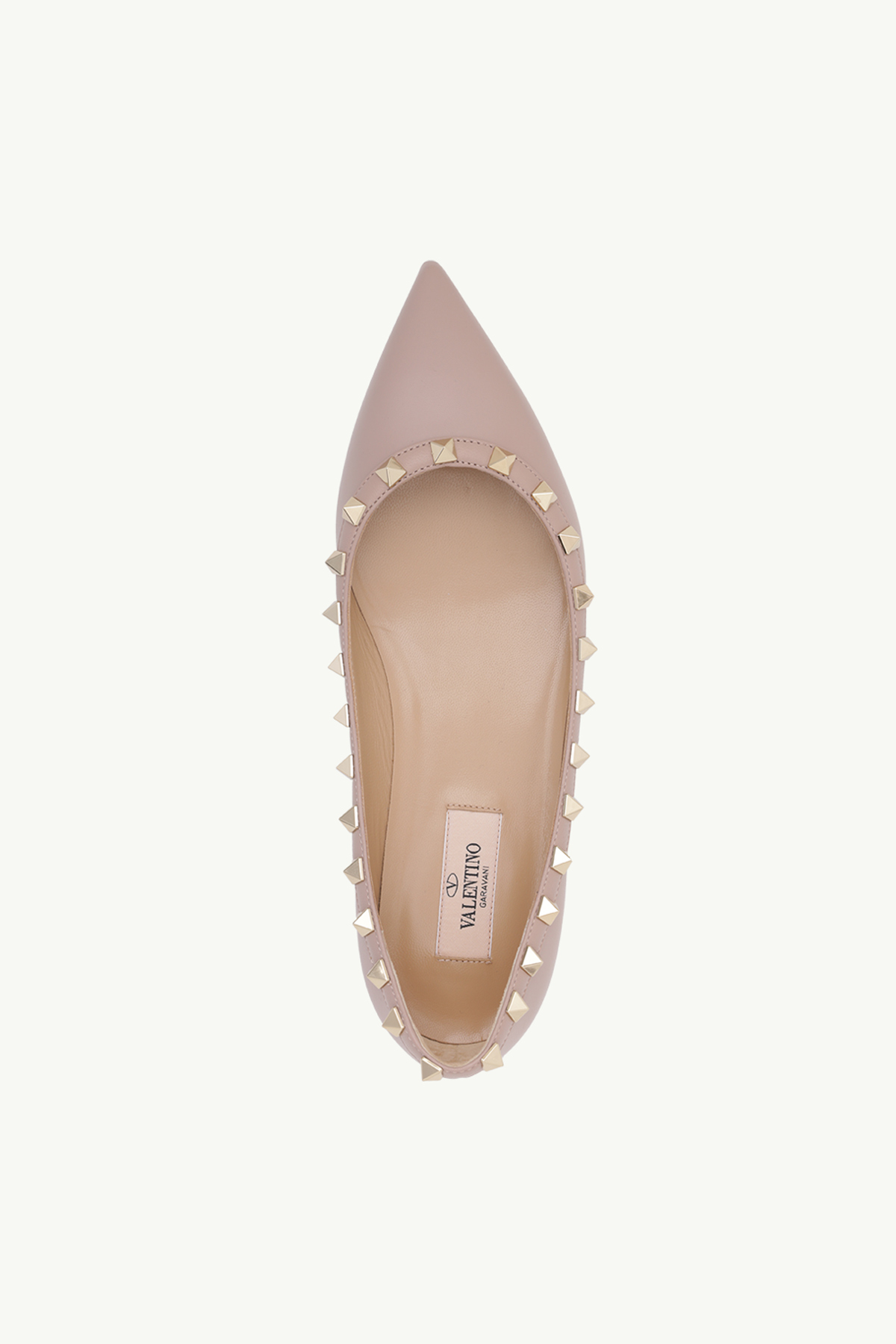 VALENTINO Rockstud Ballerina in Nude Poudre Calf with Nude Lining 3