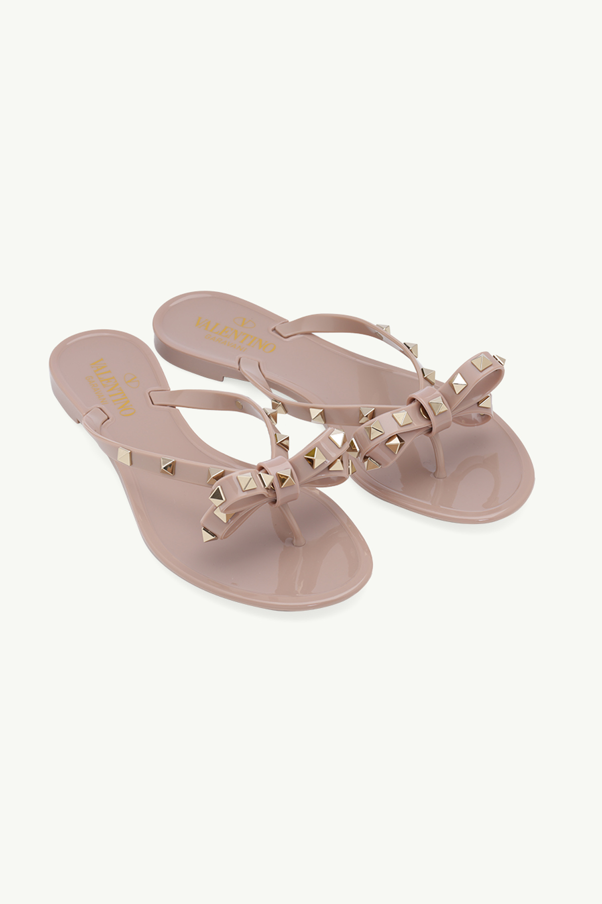 VALENTINO Rockstud Jelly Sandals (Thong) in Nude Poudre 1