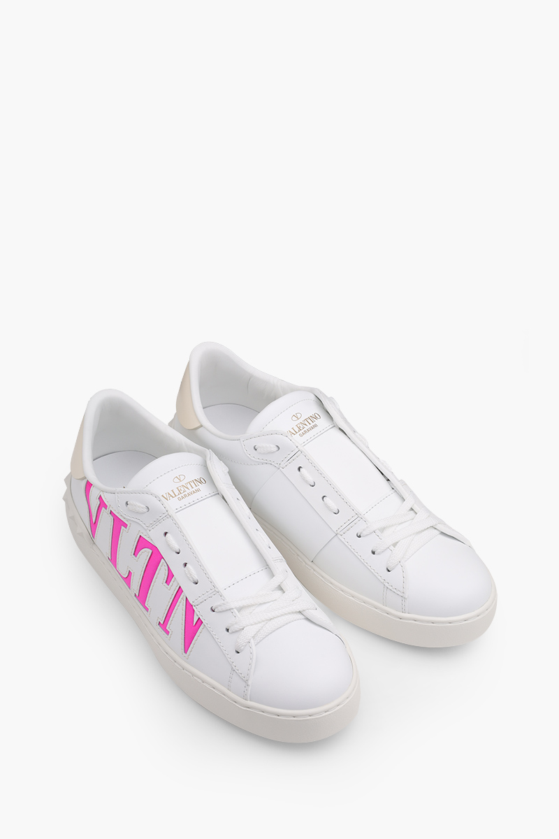 VALENTINO Women VLTN Open Sneakers in White/Neon Pink 1
