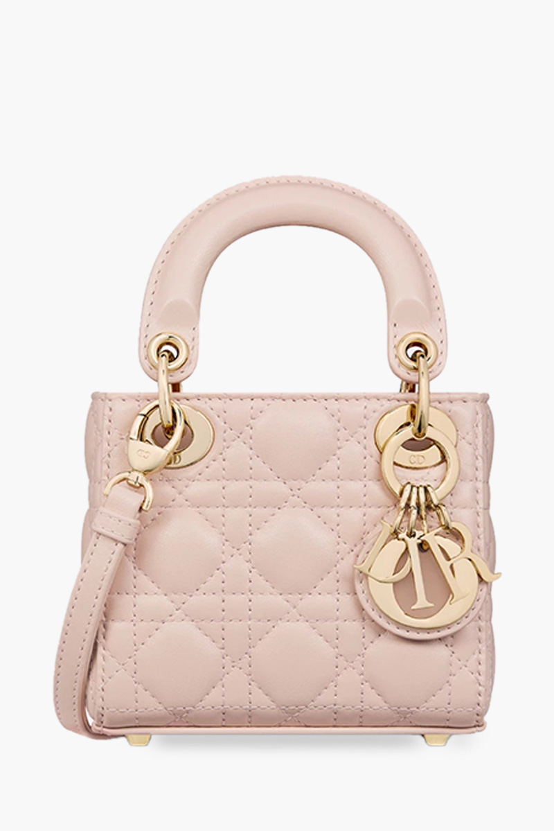 CHRISTIAN DIOR Micro Lady Dior Bag in Powder Pink Cannage Lambskin 0