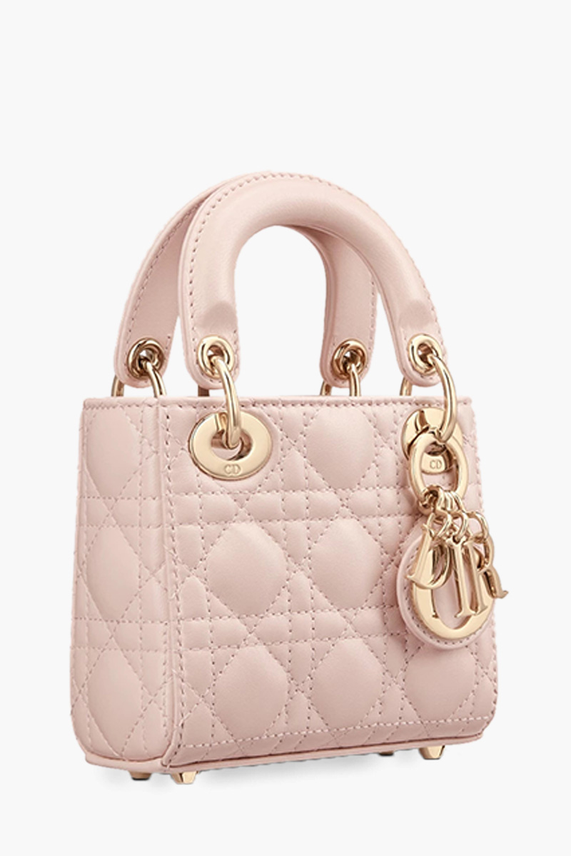 CHRISTIAN DIOR Micro Lady Dior Bag in Powder Pink Cannage Lambskin 2