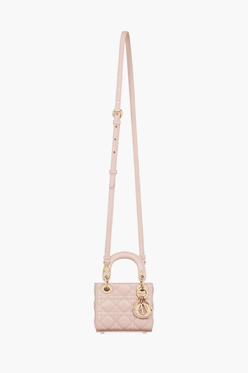 CHRISTIAN DIOR Micro Lady Dior Bag in Powder Pink Cannage Lambskin 3