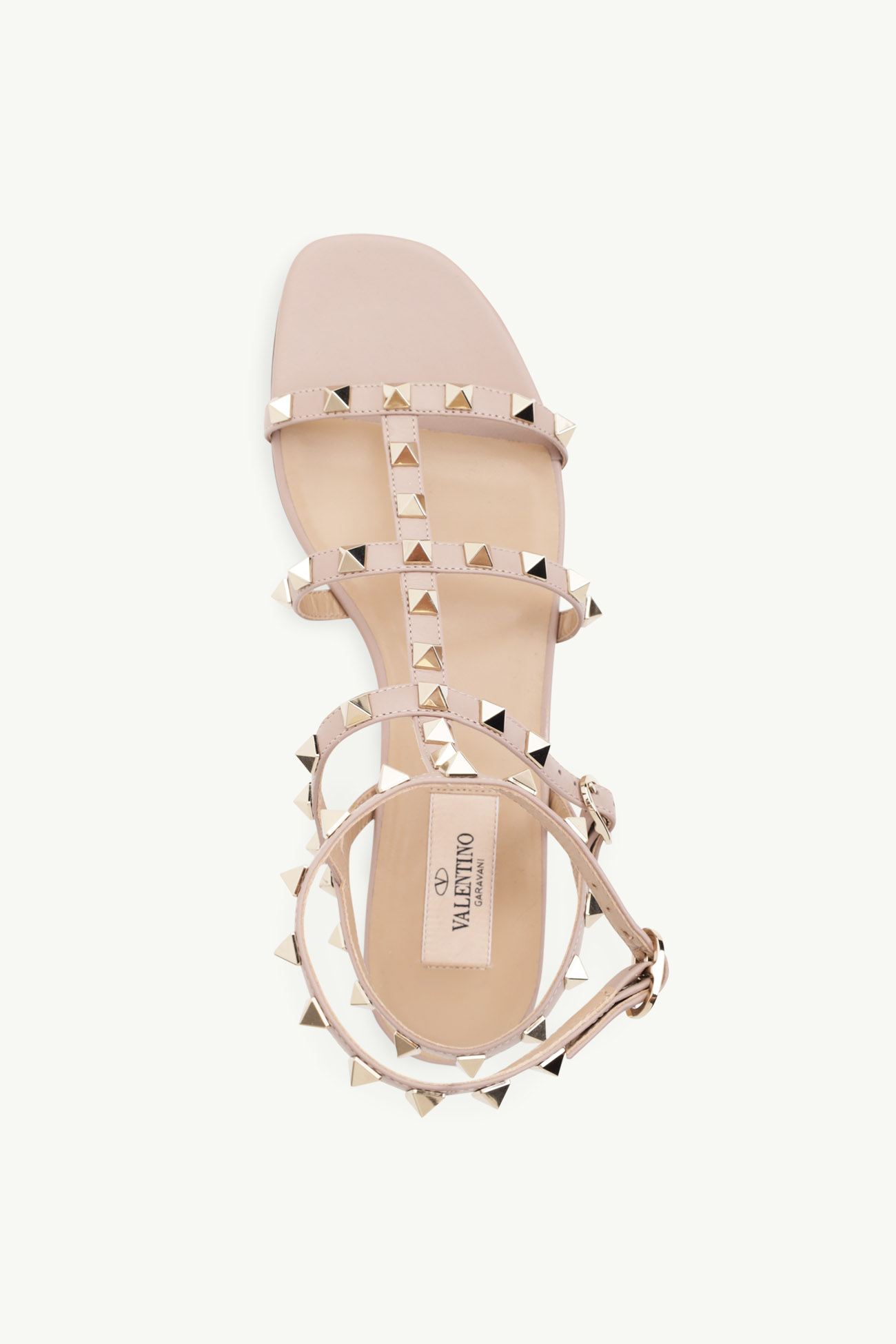 VALENTINO Rockstud Ankle Strap Sandals 5mm in Nude Poudre Calf 3