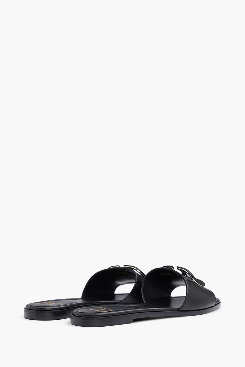 VALENTINO VLogo Signature Slides Sandals in All Black Calf 2