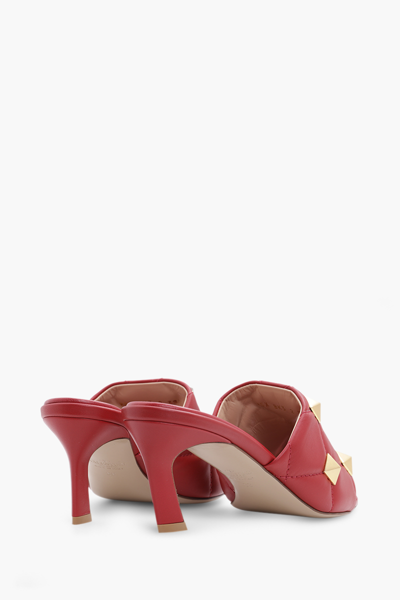 VALENTINO Roman Stud Slide Sandal 65mm in Red Quilted Nappa 2