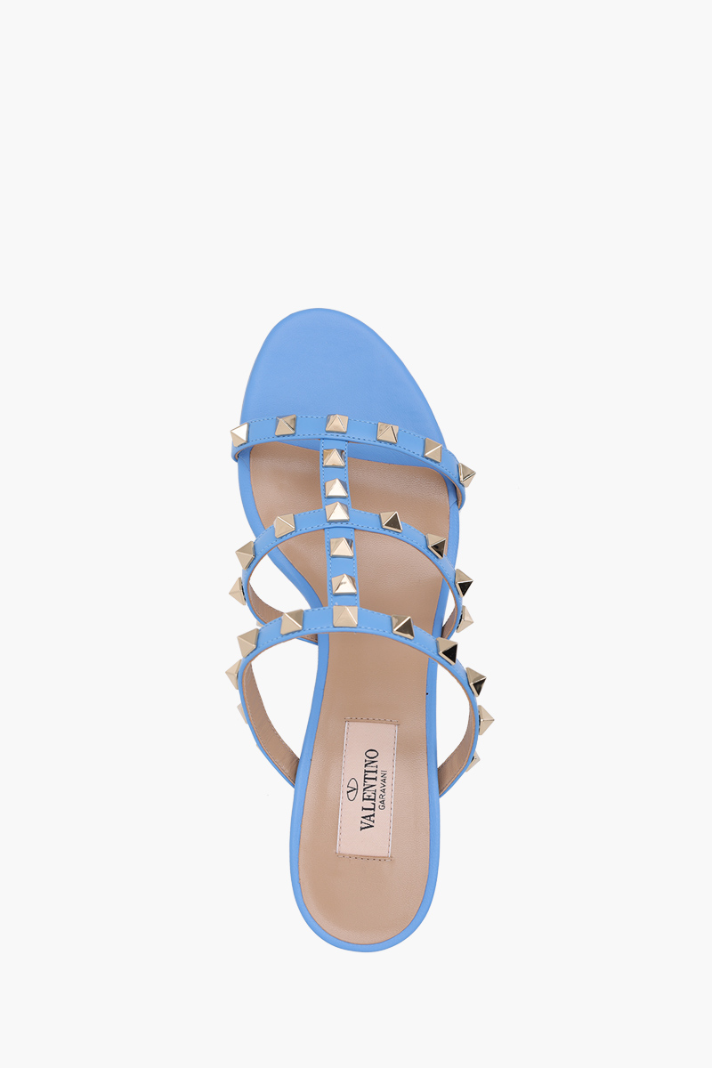 VALENTINO Rockstud 6cm Chunky Sandals in Denim 3