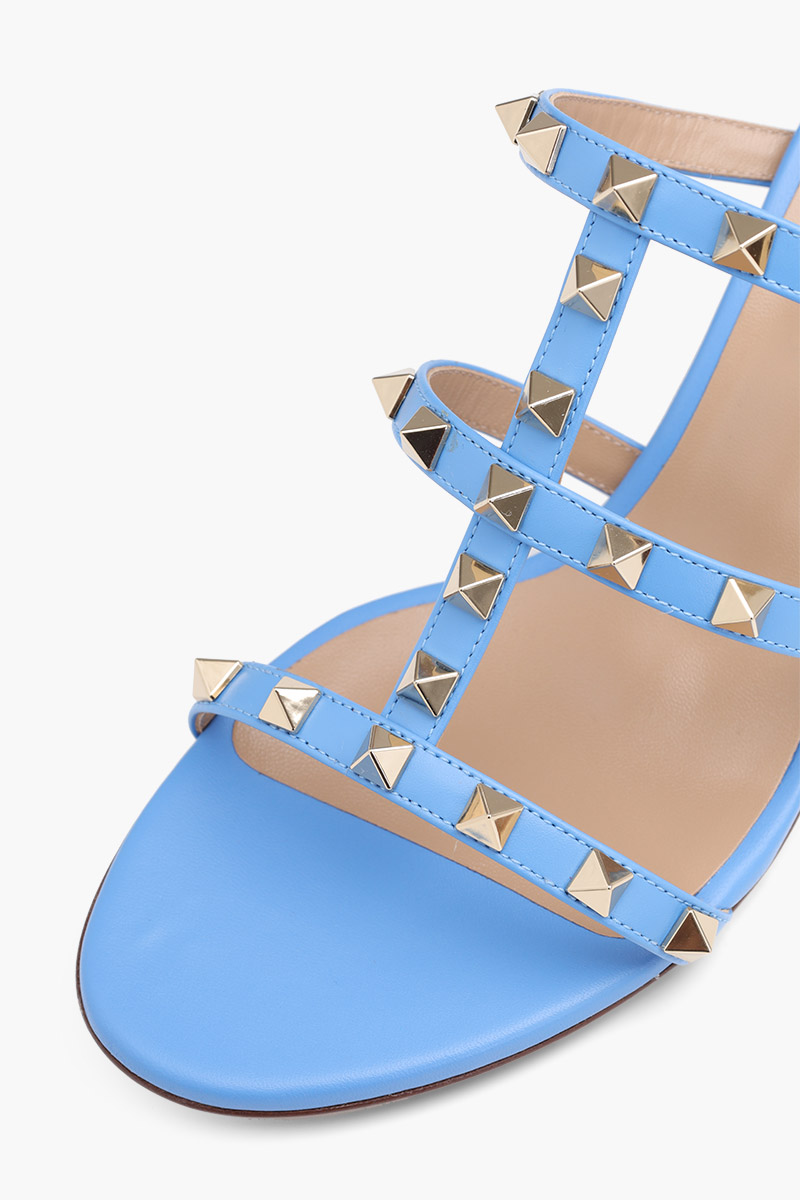 VALENTINO Rockstud 6cm Chunky Sandals in Denim 4