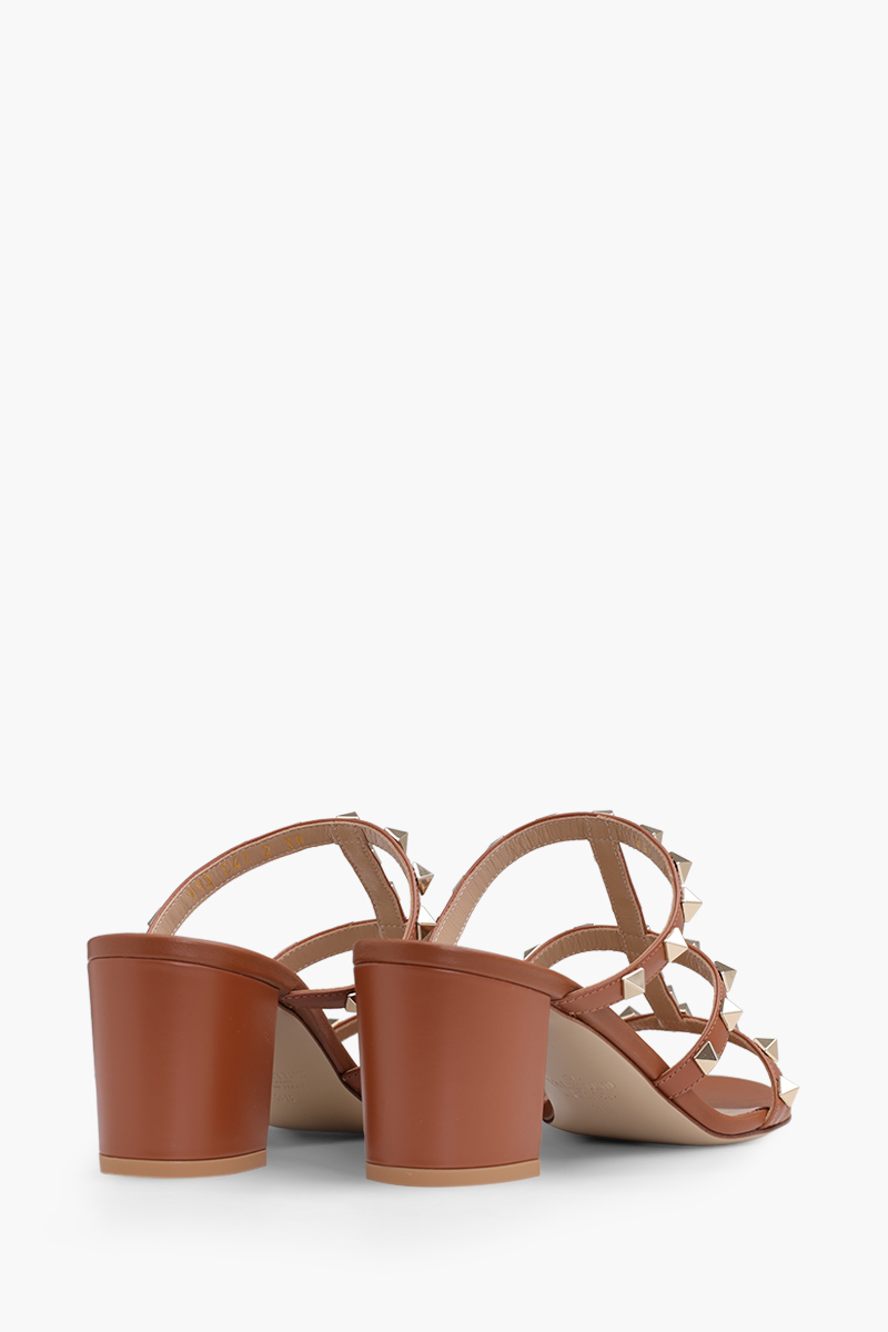 VALENTINO Rockstud 6cm Chunky Sandals in Saddle Brown 2