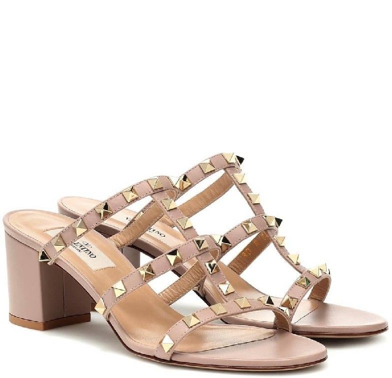 VALENTINO Rockstud 6cm Chunky Sandals in Nude Poudre 0