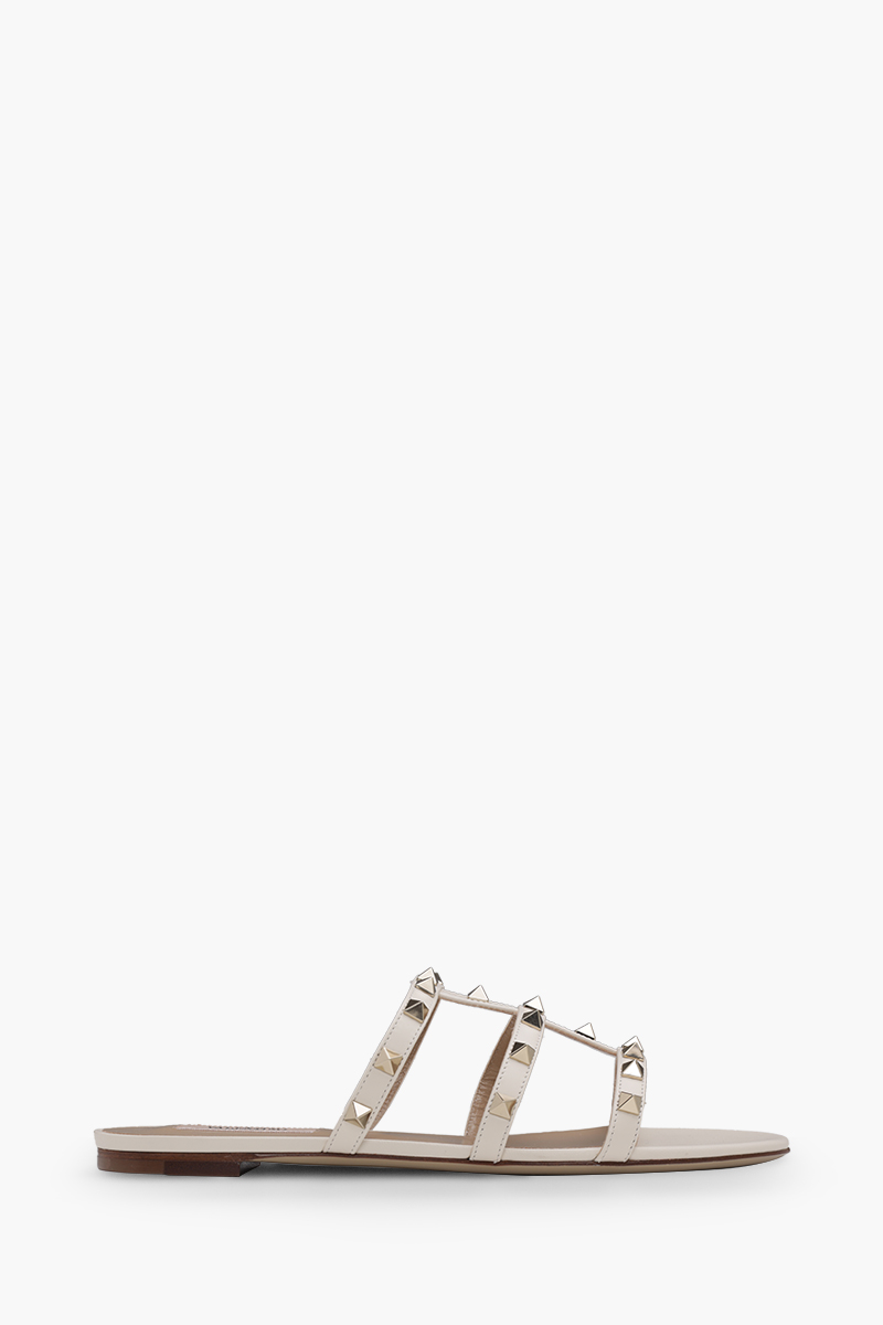 VALENTINO Rockstud Strappy Slides in Light Ivory 0