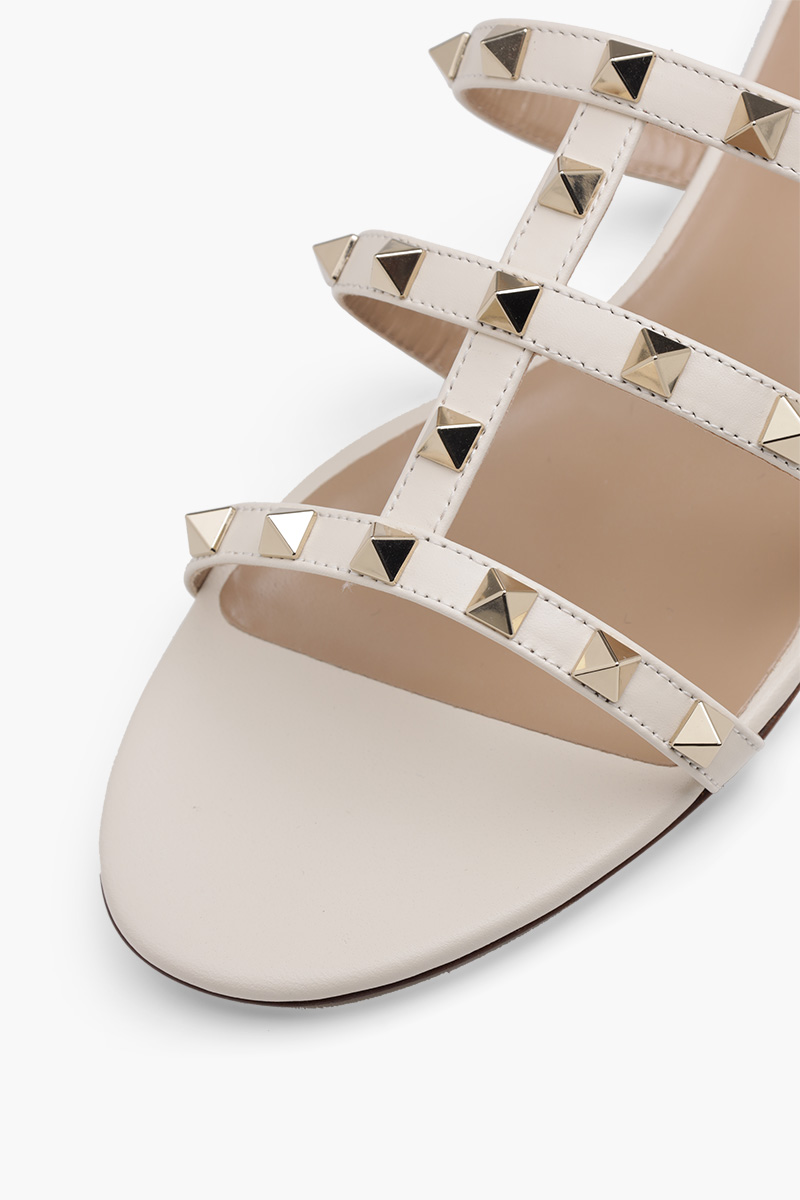 VALENTINO Rockstud Strappy Slides in Light Ivory 4