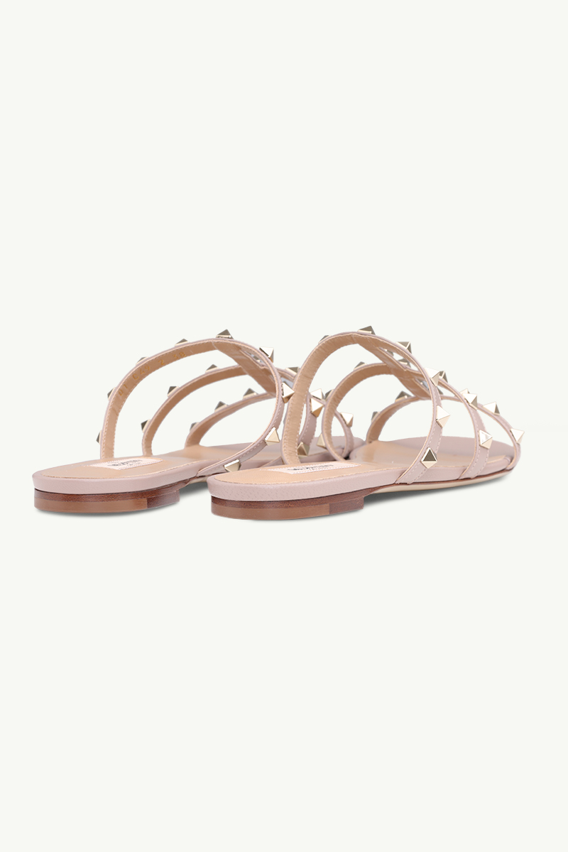 VALENTINO Rockstud Strappy Slides in Nude Poudre 2