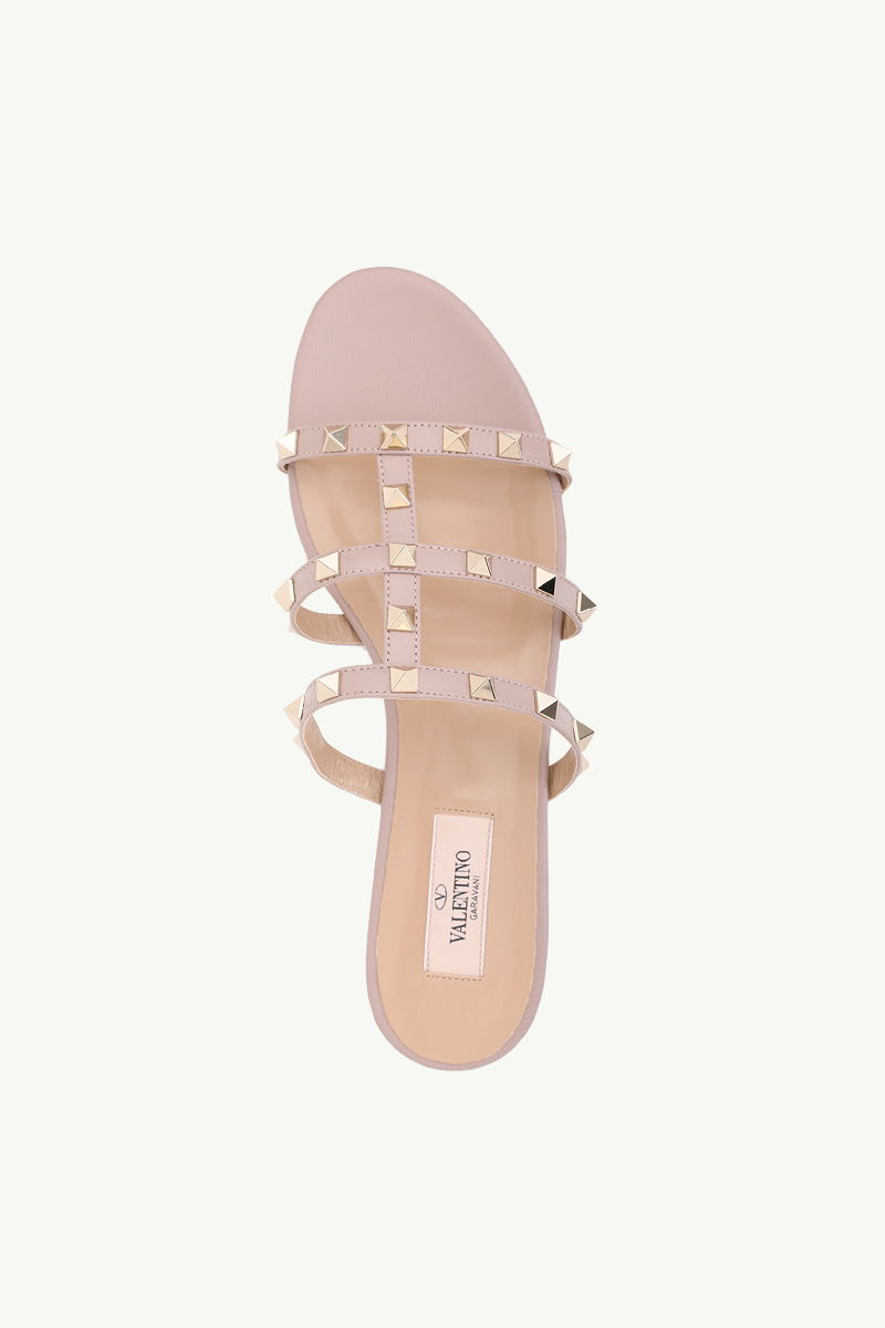 VALENTINO Rockstud Strappy Slides in Nude Poudre 3