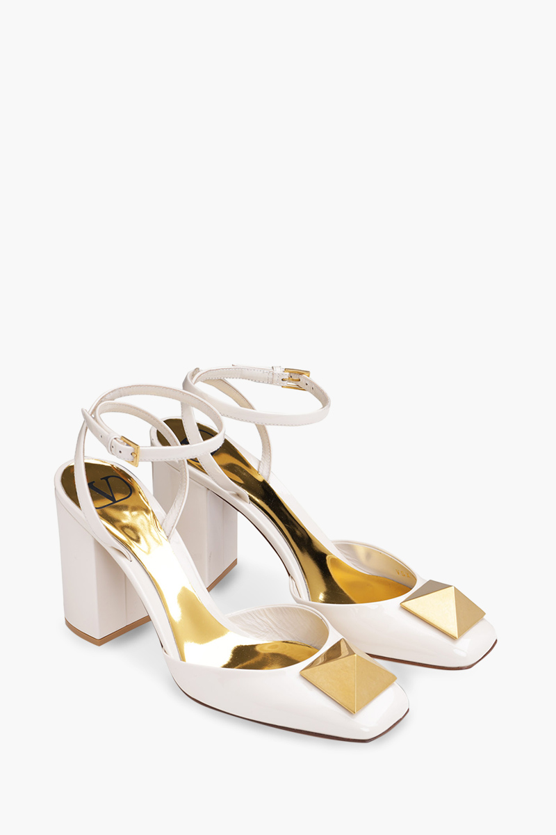 VALENTINO One Stud Pumps 90mm in Light Ivory Patent 1