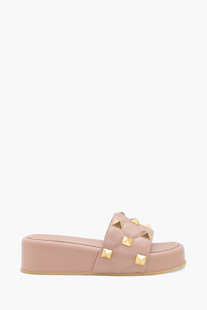 VALENTINO Roman Stud Slide Sandal 55mm in Rose Cannelle 0