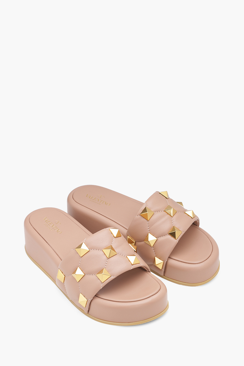 VALENTINO Roman Stud Slide Sandal 55mm in Rose Cannelle 1