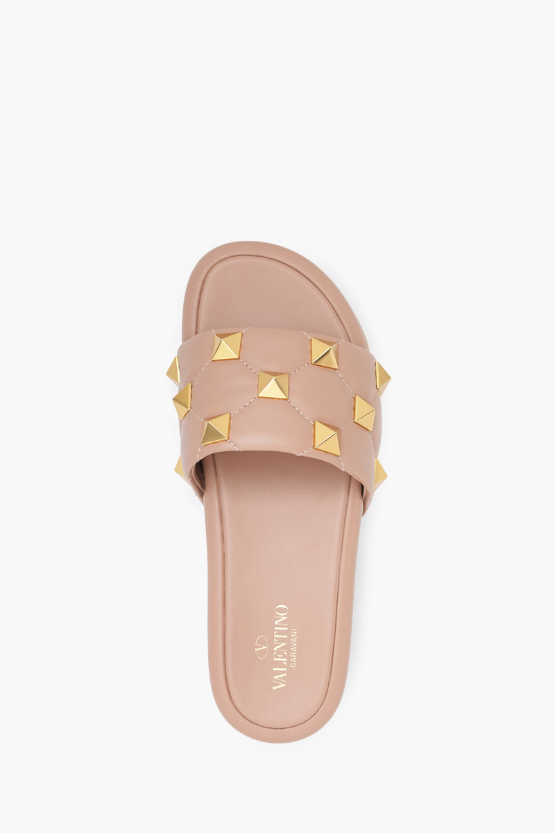 VALENTINO Roman Stud Slide Sandal 55mm in Rose Cannelle 3