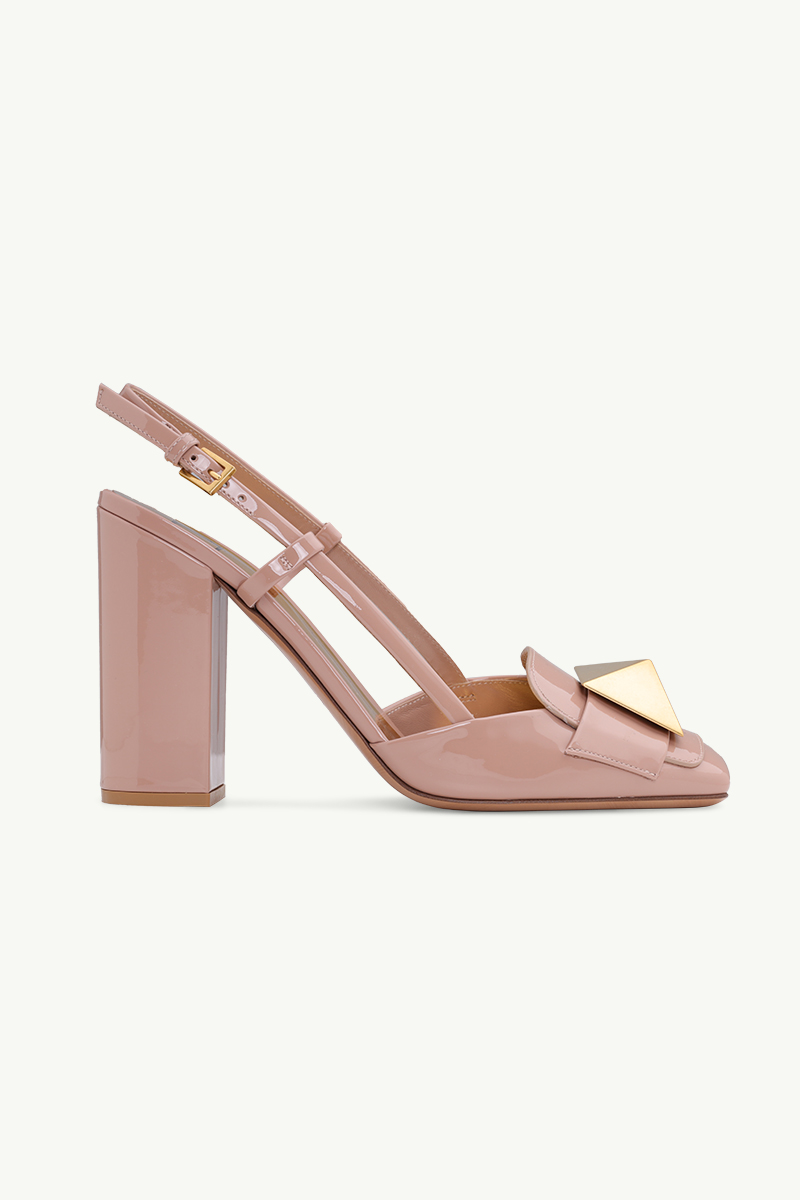 VALENTINO One Stud Slingback Pumps 100mm in Rose Cannelle Patent Leather 0