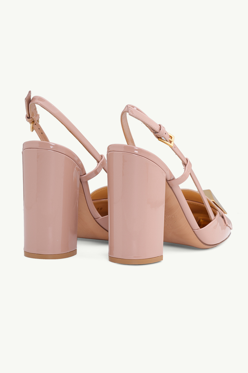 VALENTINO One Stud Slingback Pumps 100mm in Rose Cannelle Patent Leather 2