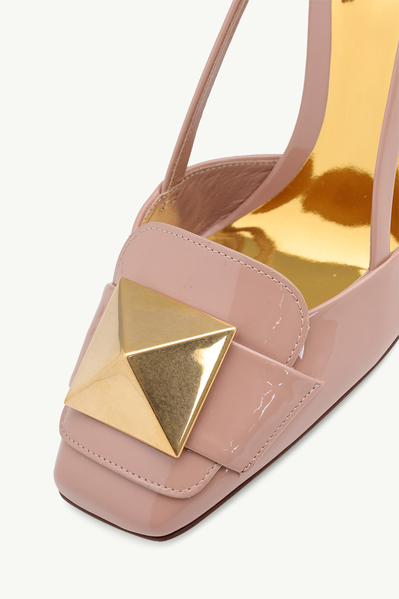 VALENTINO One Stud Slingback Pumps 100mm in Rose Cannelle Patent Leather 4